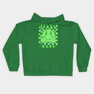 Mental Health Awareness Smile Face Checkered Green Ribbon Kids Hoodie